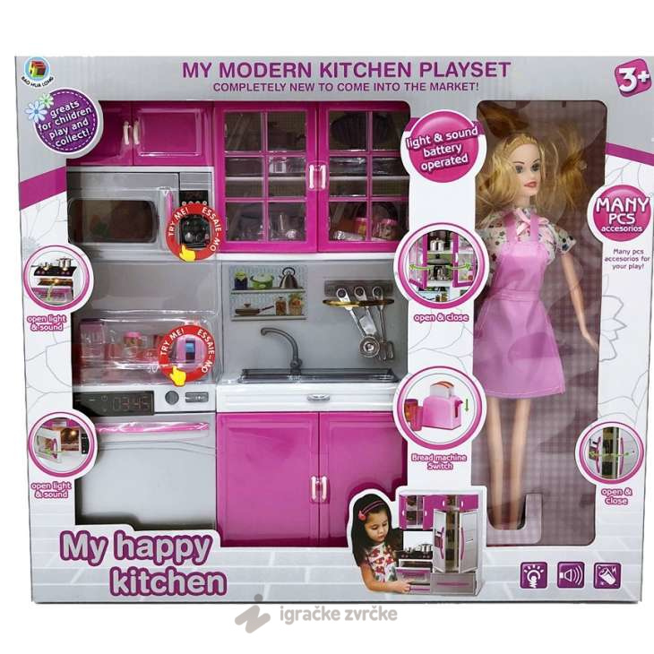 Kuhinja za Barbike sa barbikom (SVETLO+ZVUK)
