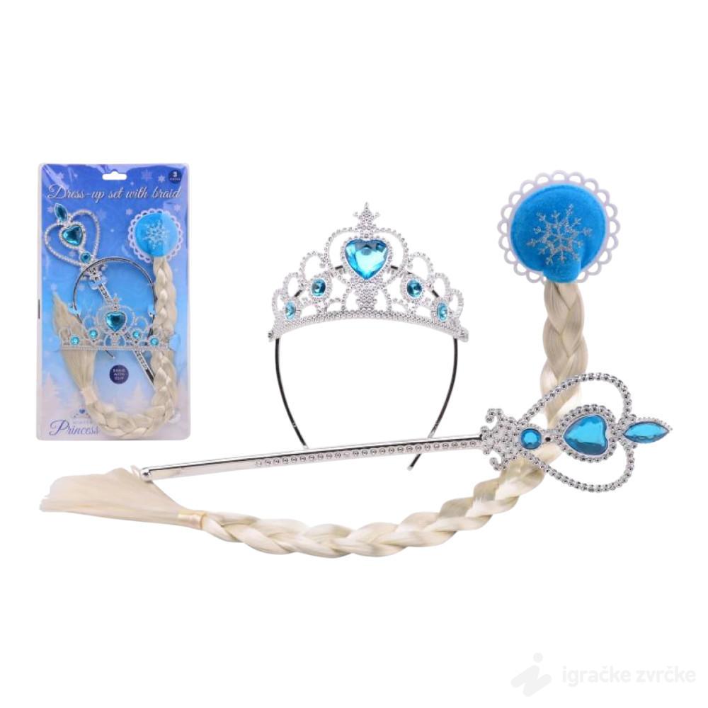 LEDENA PRINCEZA SET - Tiara, pletenica i štapić
