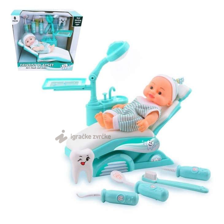 Lutka beba sa zubarskim setom + Zubarska stolica